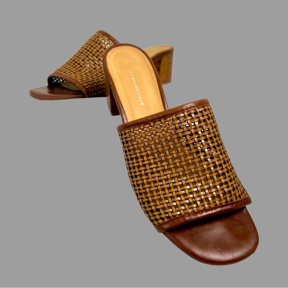 Anthropologie Woven Slides Sandals Brown Size EUR 40 US 9- 9.5 Made in Spain